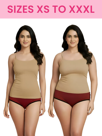 D'CHICA Essentials Cup Padded Cotton Camisole Bra in High Coverage with Adjustable Straps - Grey, White & Black Pack-of-three