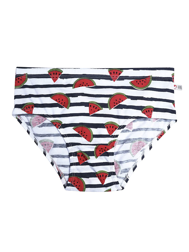 D'chica Set of 3 Panties For Girls- 1 Watermelon Print & 2 Solids