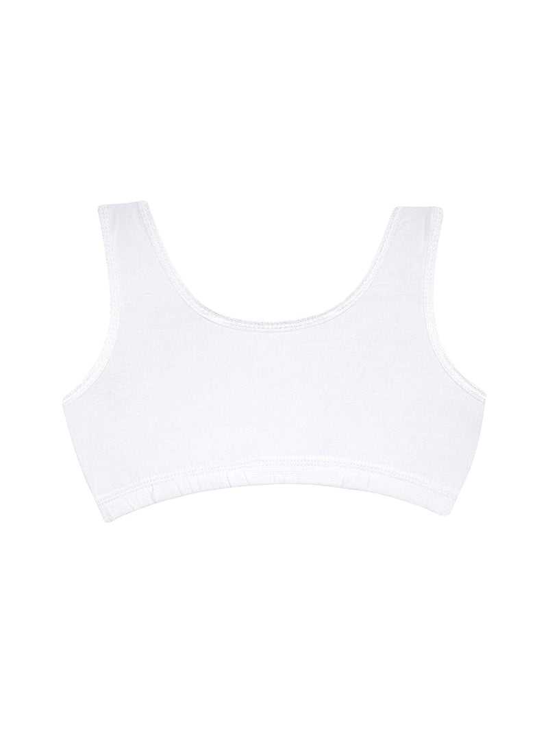 Double-layer Broad Strap Cotton Sports Bra | Non Padded Bra For Young Women | Printed White Bra Pack of 3
