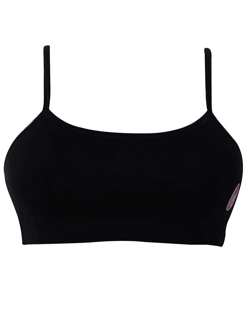 Double-layer Thin Strap Cotton Yoga Bra | Non Padded Bra For Young Women | Solid Black Bra Pack of 2