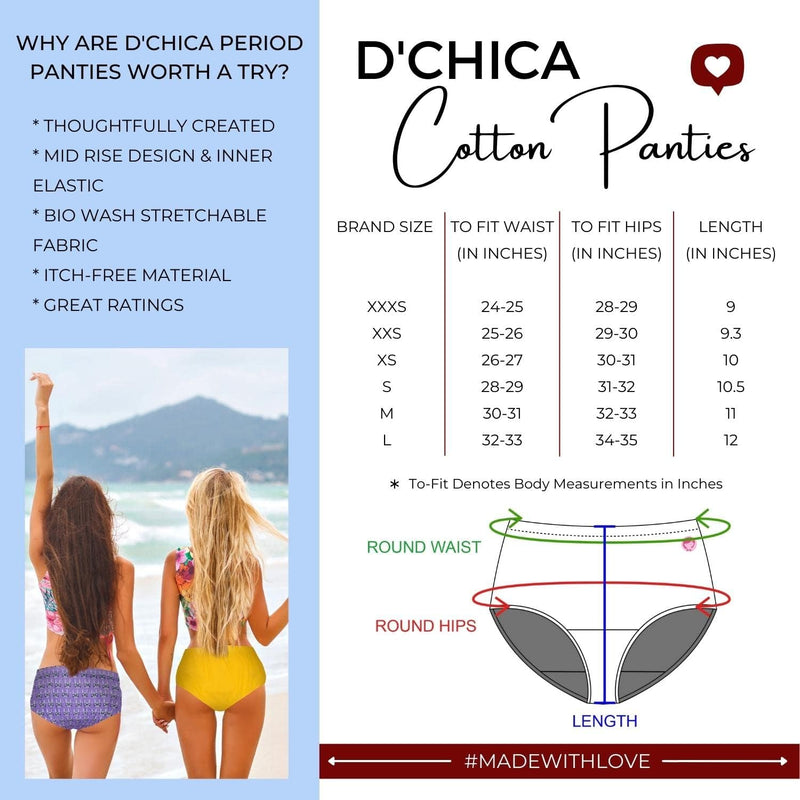 Cotton Hipster Briefs | Mid Waist | Elasticated Waistband | Solid Panties Pack of 3 - D'chica