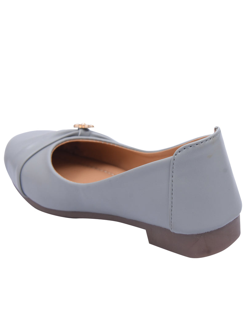 D'chica Silvery Grey Ballerinas With Butterfly Embellisment