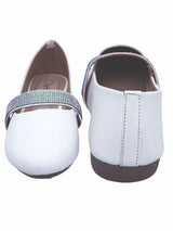 D'chica White Ballerinas With Blingy Strap