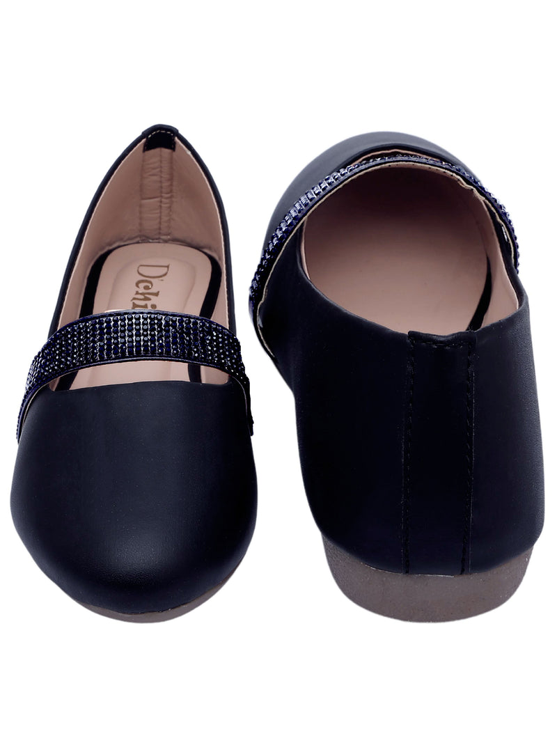 D'chica Black Ballerinas With Blingy Strap