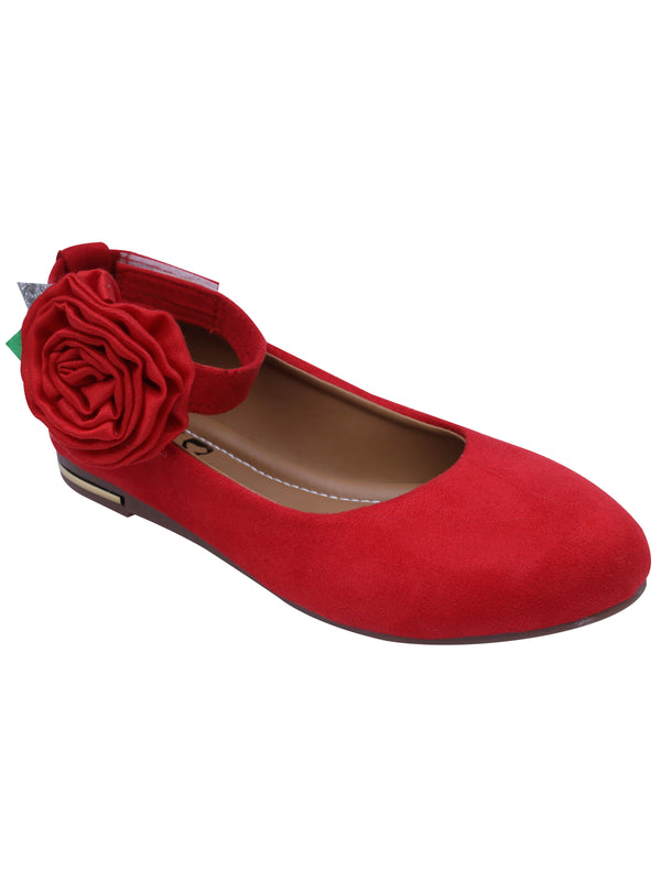 D'chica Ankle Strap Red Ballerinaas For Girls