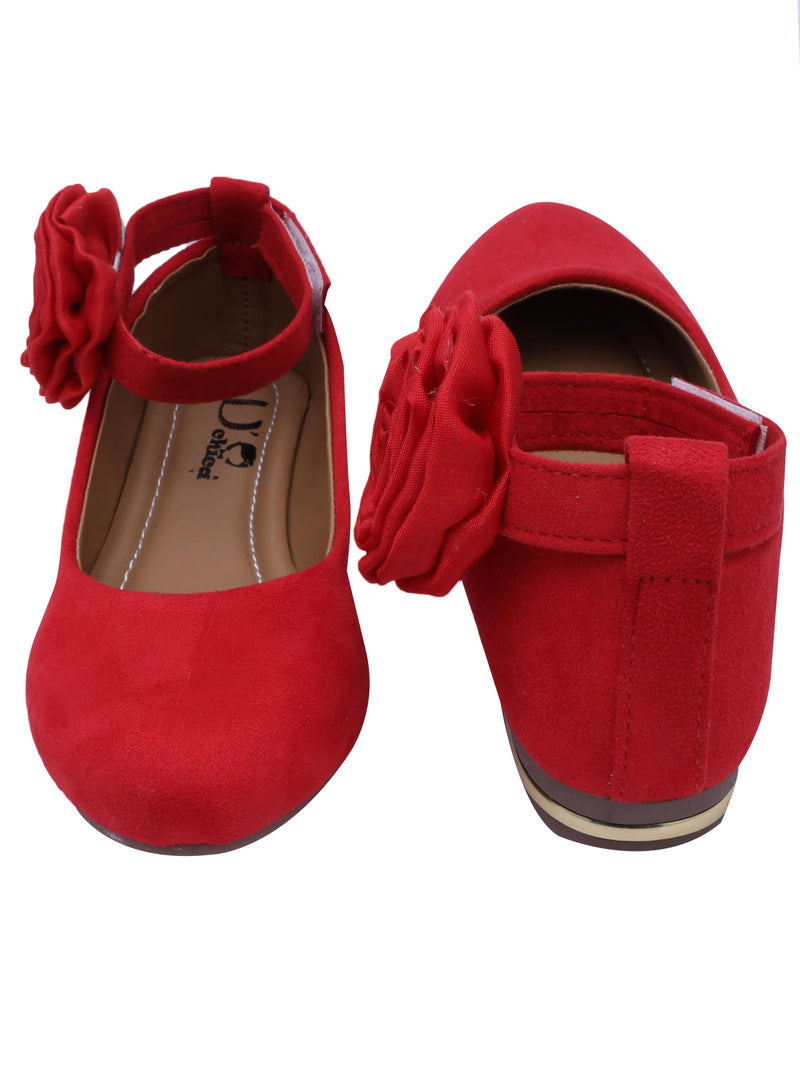 D'chica Ankle Strap Red Ballerinaas For Girls - D'chica