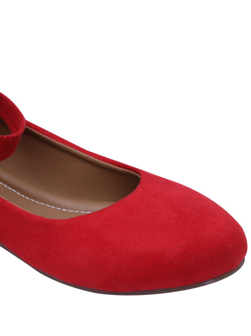 D'chica Ankle Strap Red Ballerinaas For Girls - D'chica