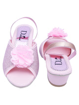 D'chica Pink Shimmery Heels With Flower Motif - D'chica