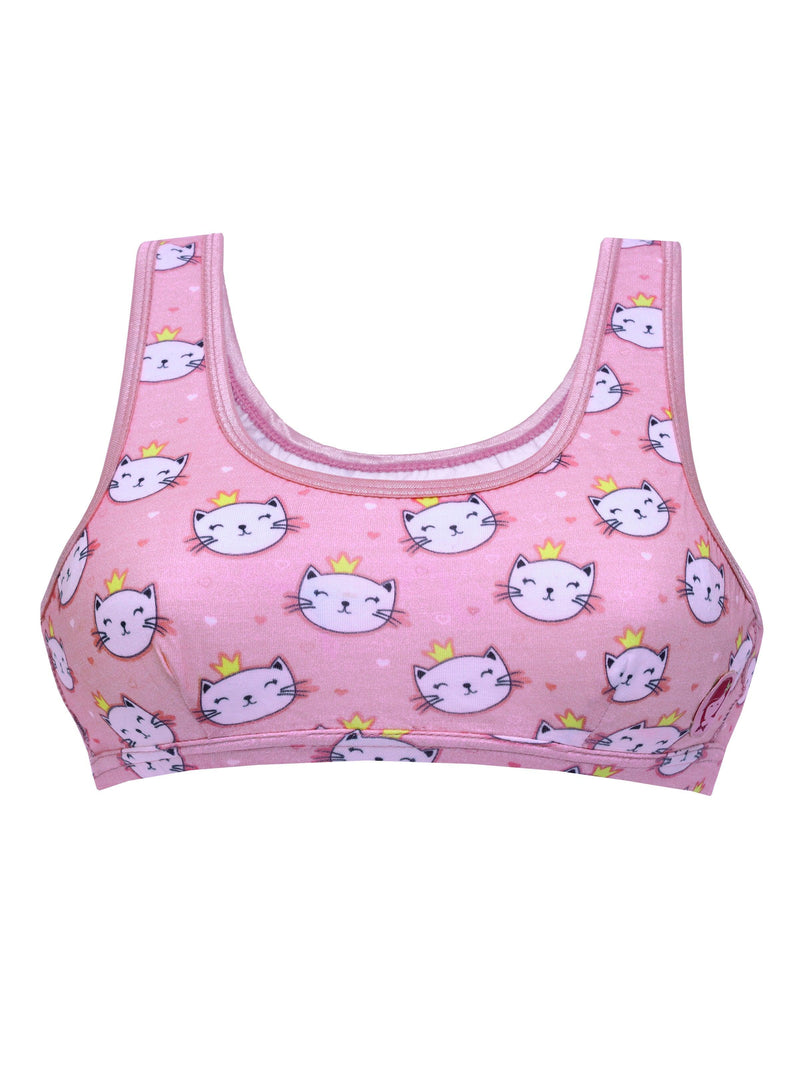 D'chica Girls Princess Cat Print Non Padded Non Wired Beginner Bra - D'chica