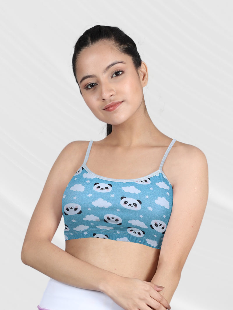 Double-layer Thin Strap Cotton Supportive Sports Bra For Girls