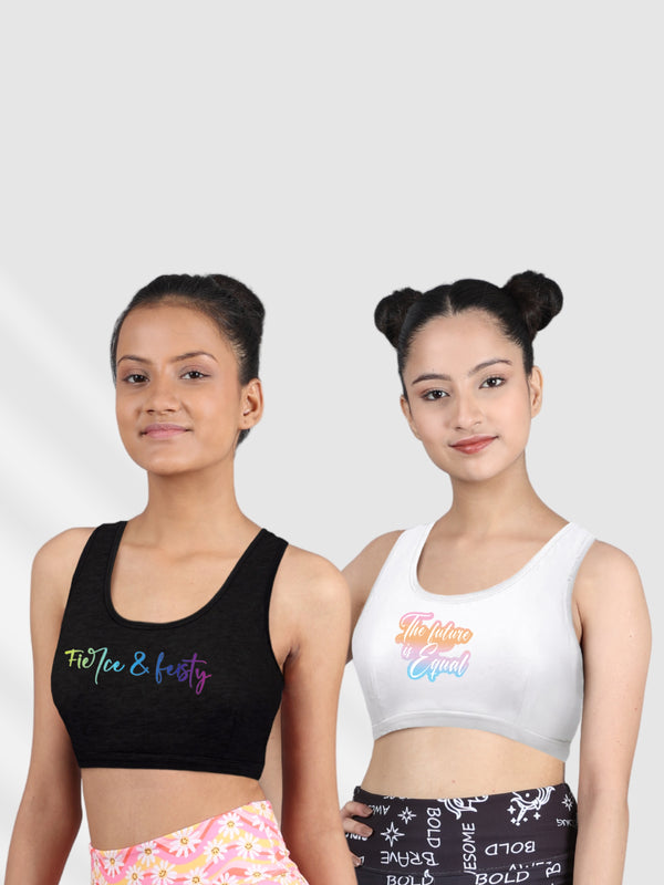 D'chica Be You Collection Corageous Set of 2 Beginners Double Front Layered Sports Bras