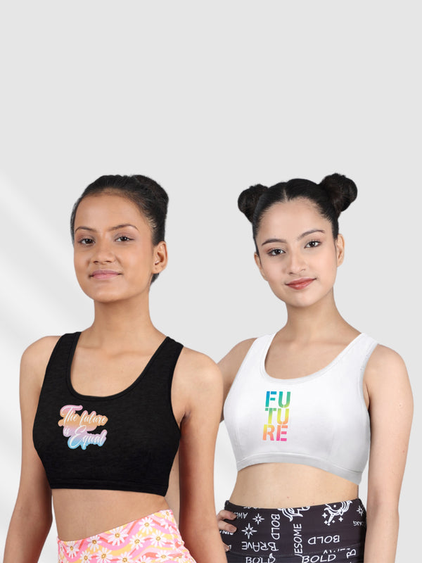 D'chica Be You Collection Proud Set of 2 Beginners Double Front Layered Sports Bras