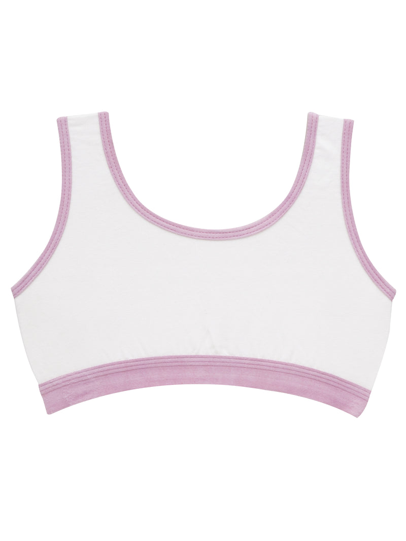 D'chica Flawless White Cotton Athleisure Sports Bra For Girls