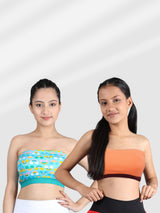 D'chica Peach & Rainbow Strapless Bralette For Teenagers