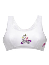 D'chica Girls Set Of 2 Non Wired Non Padded Beginner Bras White with Unicorn Patch & Melange/Grey - D'chica