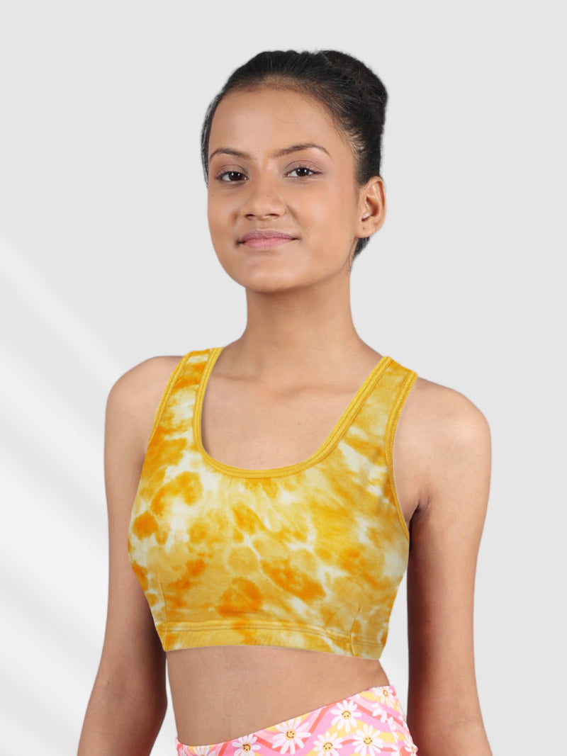 Buy D'chica Girls Printed Non-Wired Non-Padded Cotton Sports Bra