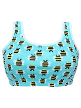 D'chica Blue bee Print Athleisure Wear Sports Bra For Teens- DCBRSE8153