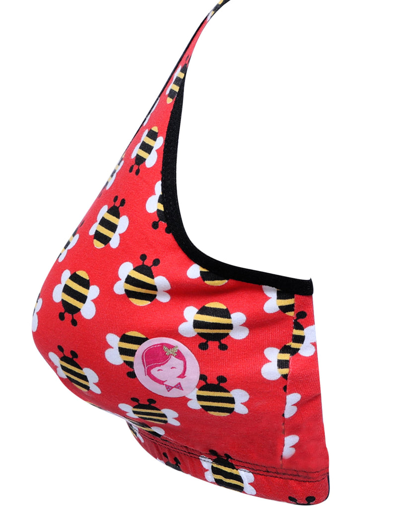 D'chica Red bee Print Athleisure Wear Sports Bra For Teens- DCBRSE8156