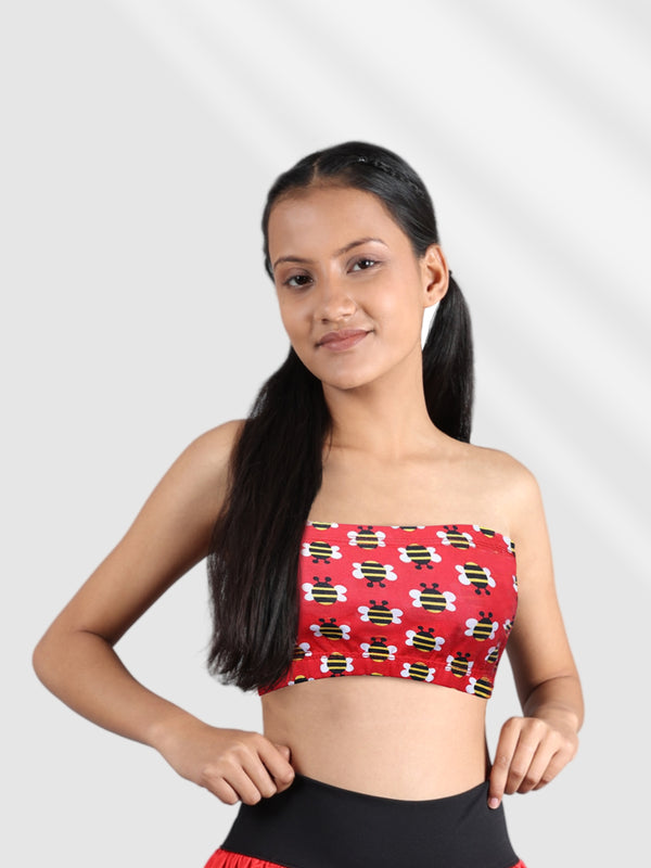 D'chica Tube Bralette Red bee Colored Sports Bra For Girls- DCBRSE8213