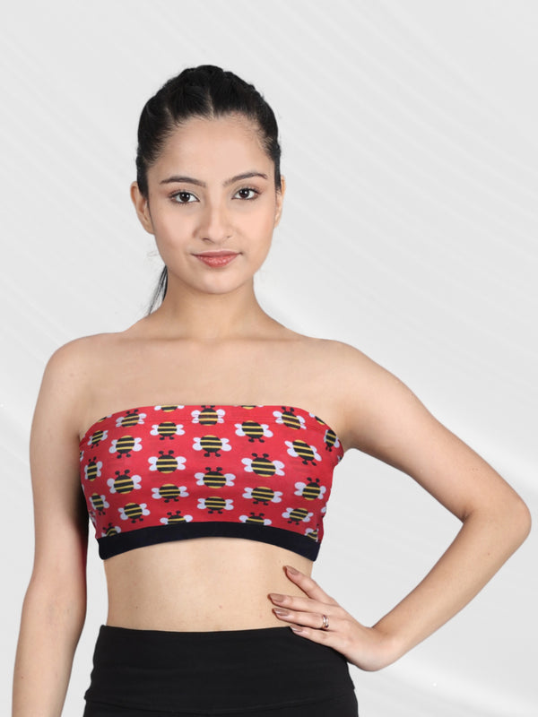 D'chica Tube Bralette Red bee Colored Sports Bra For Girls- DCBRSE8222