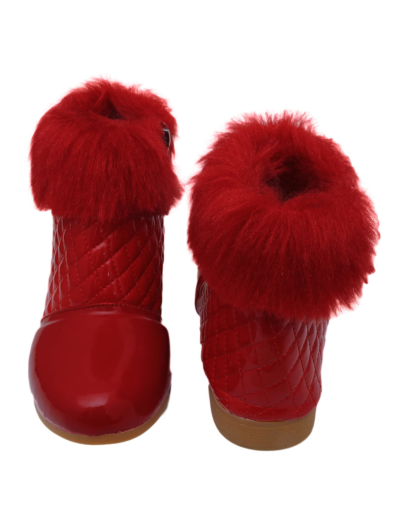 D'chica Winter Red Boots For Girls