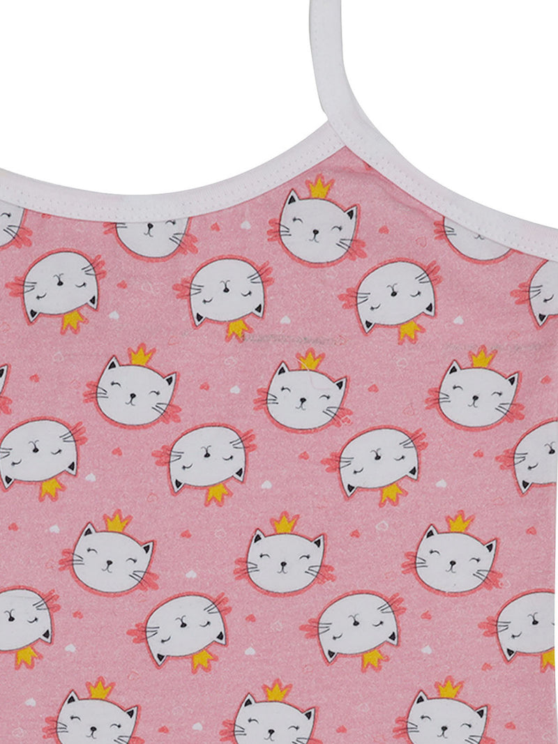 Pack of 1 Pink Cat Print Camisole For Girls