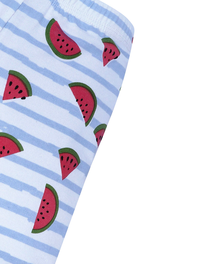 D'chica Pack of 2- 1 Cycling Shorts &  1 Tube Top Cotton Watermelon Print Athleisure Wear For Girls