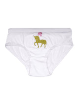 Cotton Hipster Panties | Mid Waist | Elasticated Waistband | Unicorn Print & Solid Briefs Pack of 3 - D'chica
