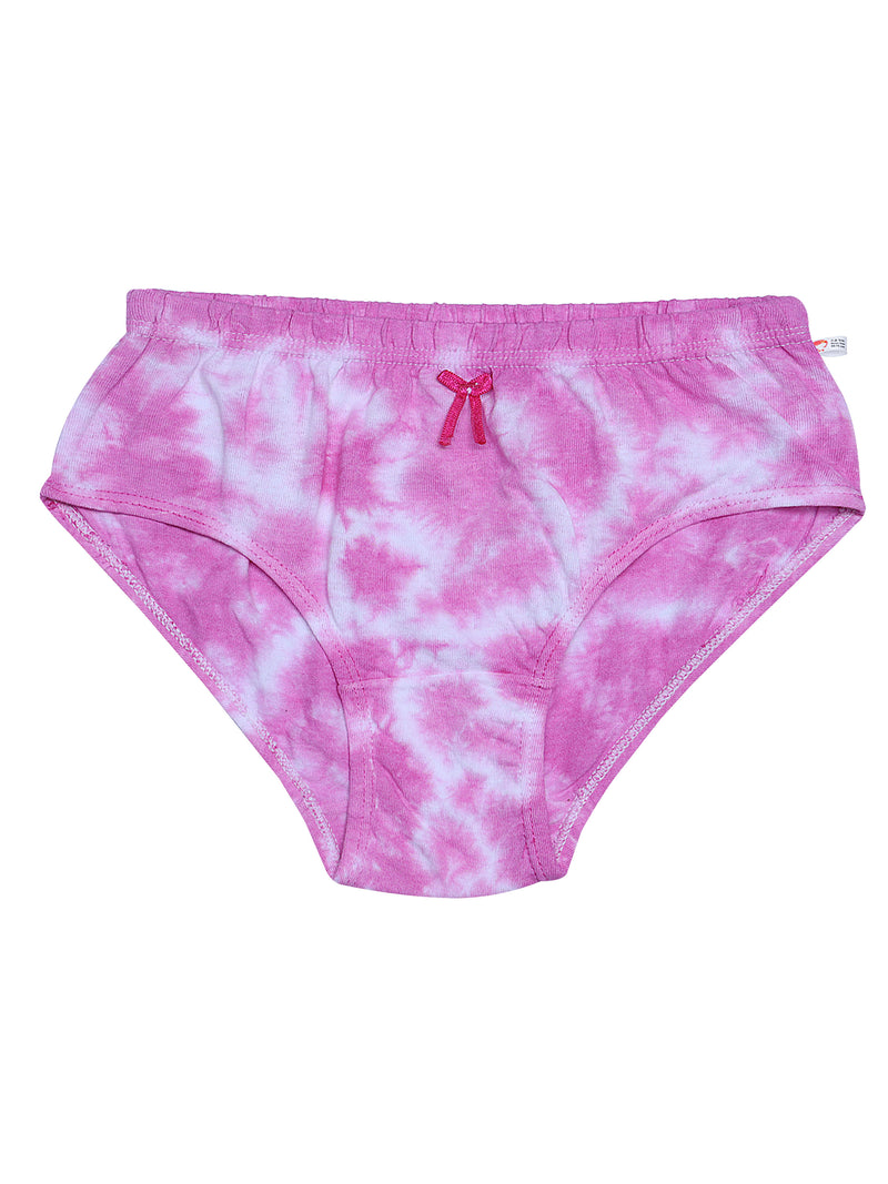 Cotton Hipster Panties | Breathable | Elasticated Waistband | Pink Tie & Dye & Solid Briefs Pack of 3 - D'chica