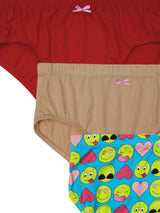 D'chica Pack of 3 Panties- Smiley Print & Assorted Colors