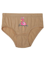 D'chica Pack of 3 Skin Color Panties With Flamingo & Unicorn Print