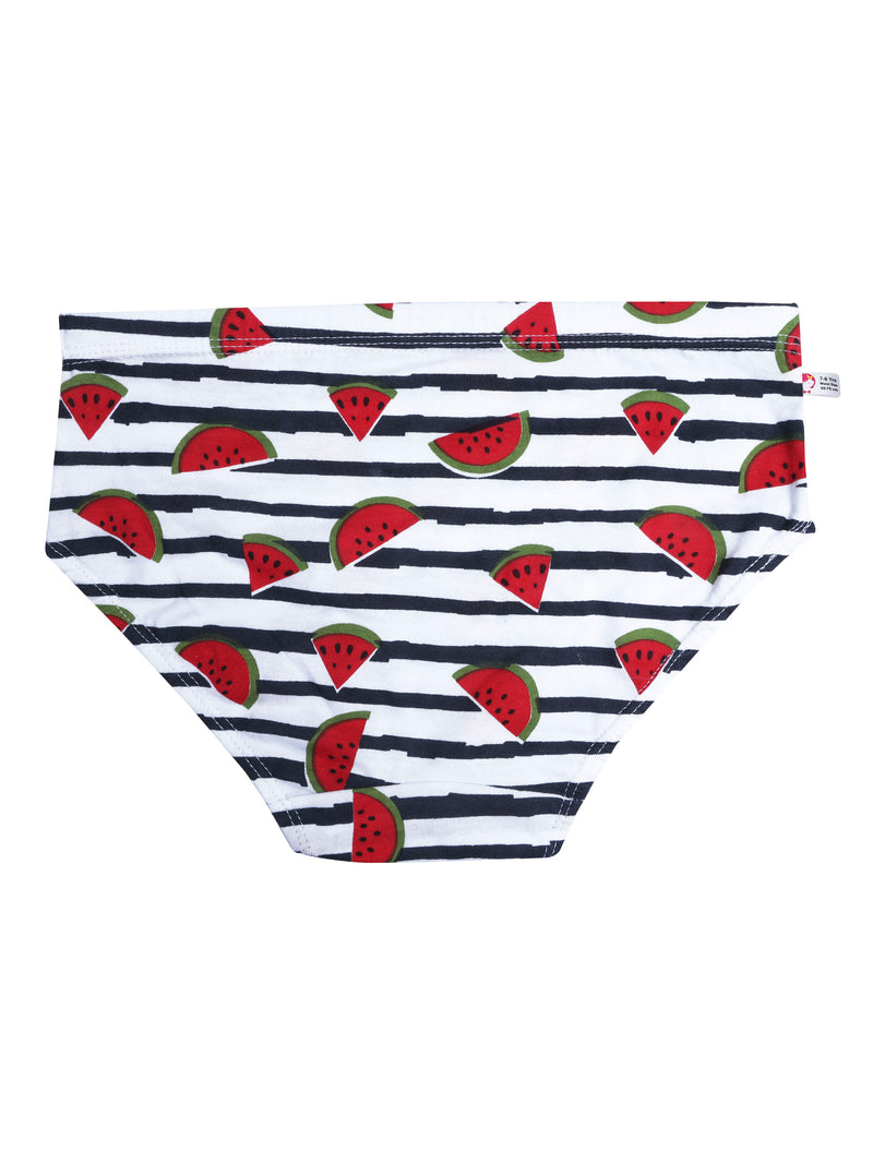 D'chica Set of 3 Panties For Girls-1 Watermelon red & black 2 Solids - D'chica