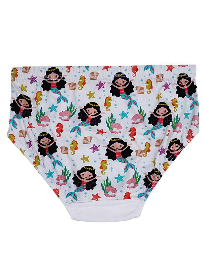 Girls Cotton Panties With Mid-rise Design & Elasticated Waistband | Solid & Printed, Pack of 4 - D'chica