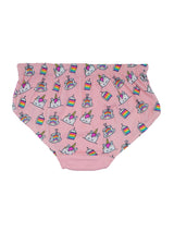 D'chica Girls Pack Of 3 Premium Cotton Brief/Panties For Girls Unicorn Cake Print & Solid Colors - D'chica