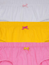 D'chica Girls Pack Of 3 Premium Cotton Brief/Panties For Girl, Pink, White & Yellow - D'chica