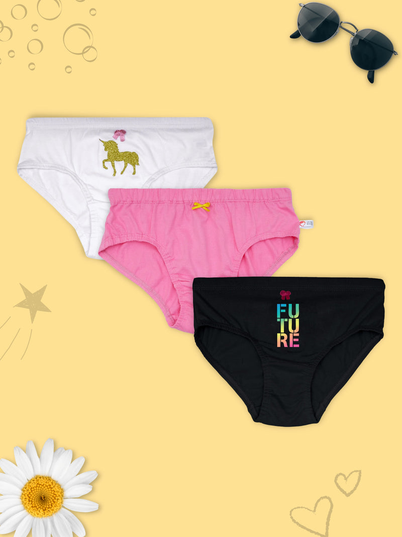 D'chica Set of 3 Panties/Briefs for girls and teenagers|Cotton Panty for girls| No itching, No rashes- DCPNSE8105