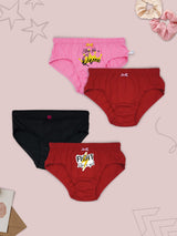 D'chica Set of 4 Panties/Briefs for girls and teenagers|Cotton Panty for girls| No itching, No rashes- DCPNSE8110