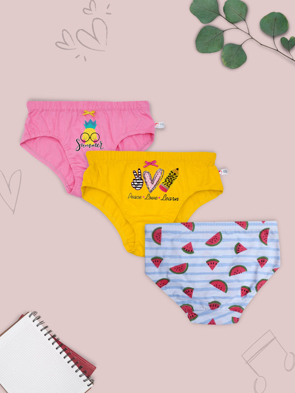 D'chica Set of 3 Panties/Briefs for girls and teenagers|Cotton Panty for girls| No itching, No rashes- DCPNSE8118