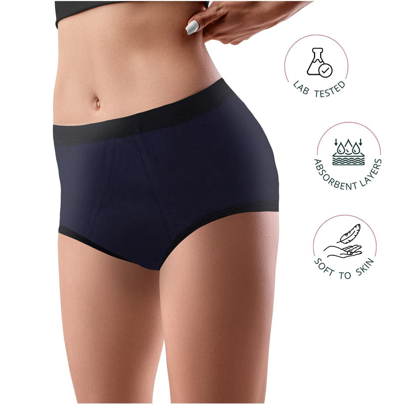 D'chica Eco-Friendly, Anti-Microbial Lining, Period Panties For Teen Girls, Pad-free Periods, Navy Blue - D'chica