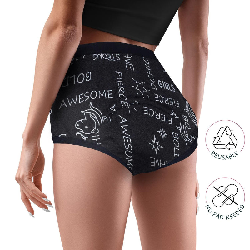 D'chica Metallic Print, Eco-friendly, Anti-Microbial Lining Grey, Period Panties For Teenagers , PFOS PFAS Free - D'chica