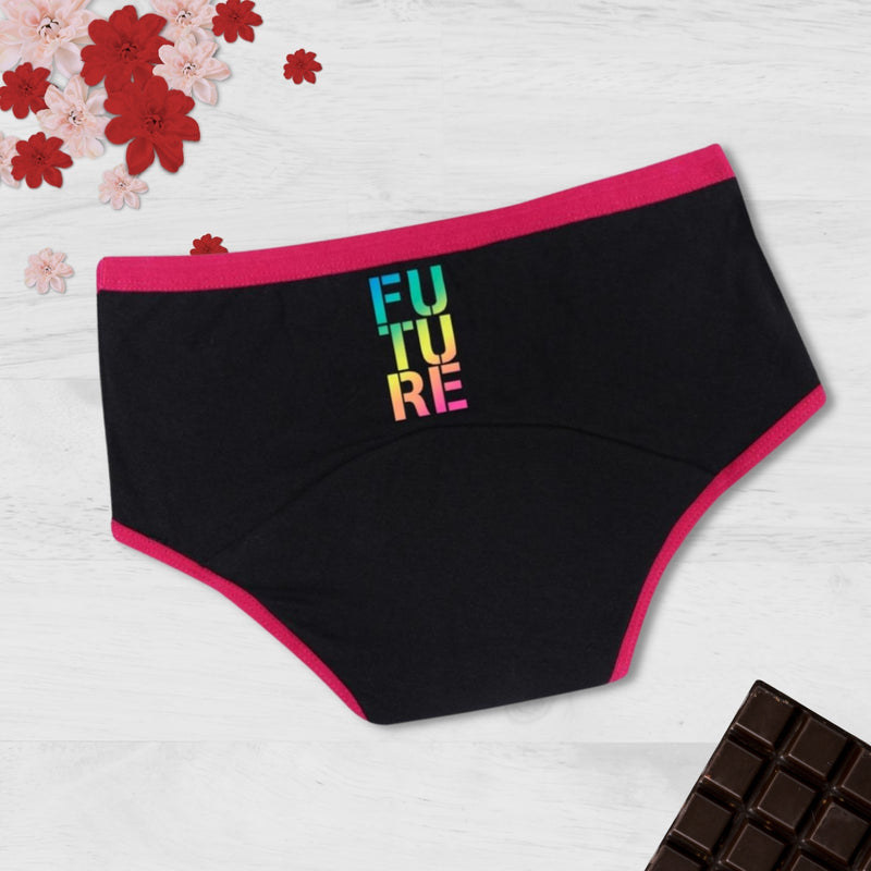 D'chica Your Rainbow Print Eco-friendly o-Friendly Anti Microbial Lining Period Panties For Teenagers Maroon, No Pad Required - D'chica