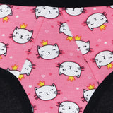 D'chica Kitty Print Eco-Friendly Anti Microbial Lining Period Panties For Girls Pink With Black Lining, No Pad Required