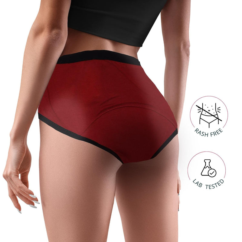 D'chica Pack of 2  Eco-friendly Anti Microbial Lining Period Panties For Teenagers Maroon & Rainbow Print, PFOS PFAS Free - D'chica