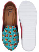D'chica Bro Green Tiger Print Slip On Shoes For Boys & Girls