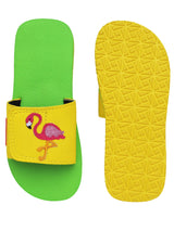 D'chica Flamingo Applique Slippers  Yellow & Green - D'chica