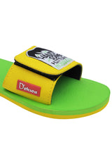 D'chica Handsome Applique Slippers Yellow & Green