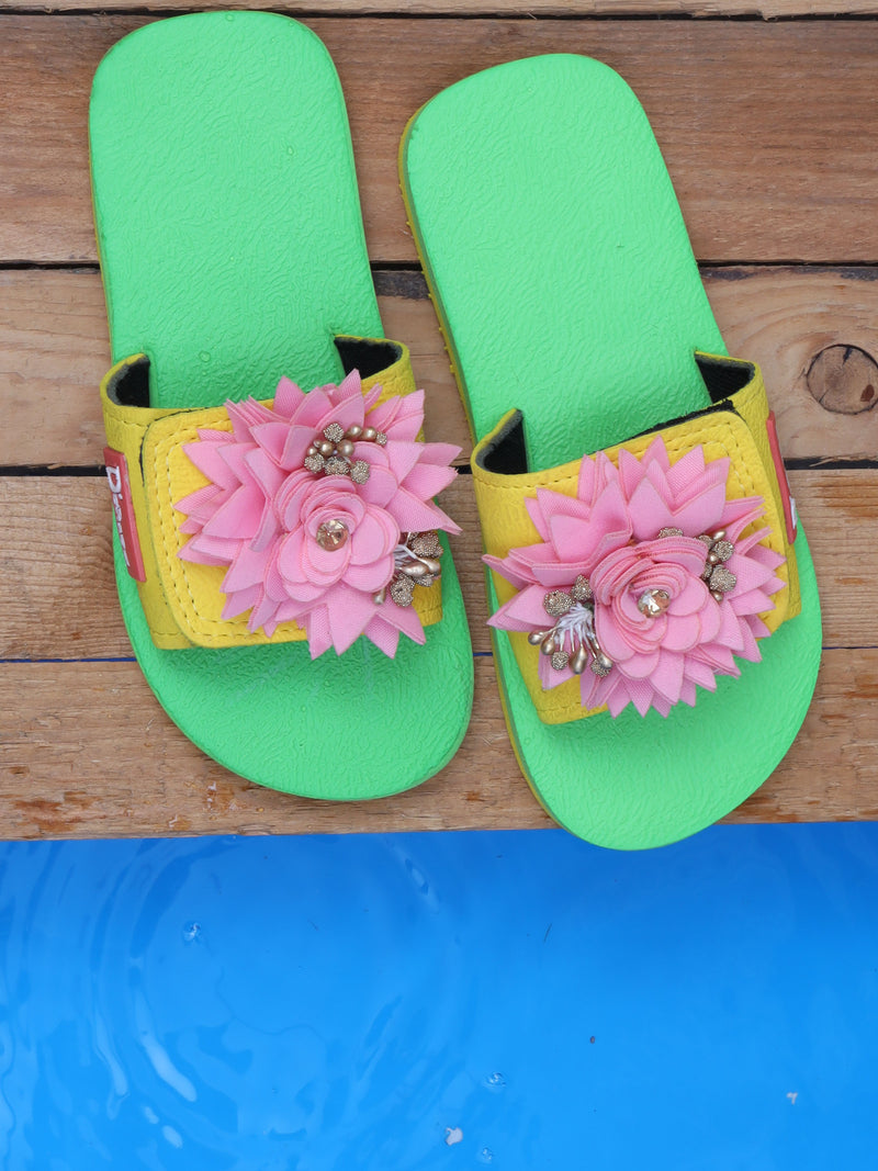 D'chica Flower Embellishment Slippers For Girls - Monsoon Sale - D'chica