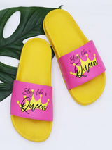 D'chica Girls Open Toe Flats Partywear Queen Applique - D'chica
