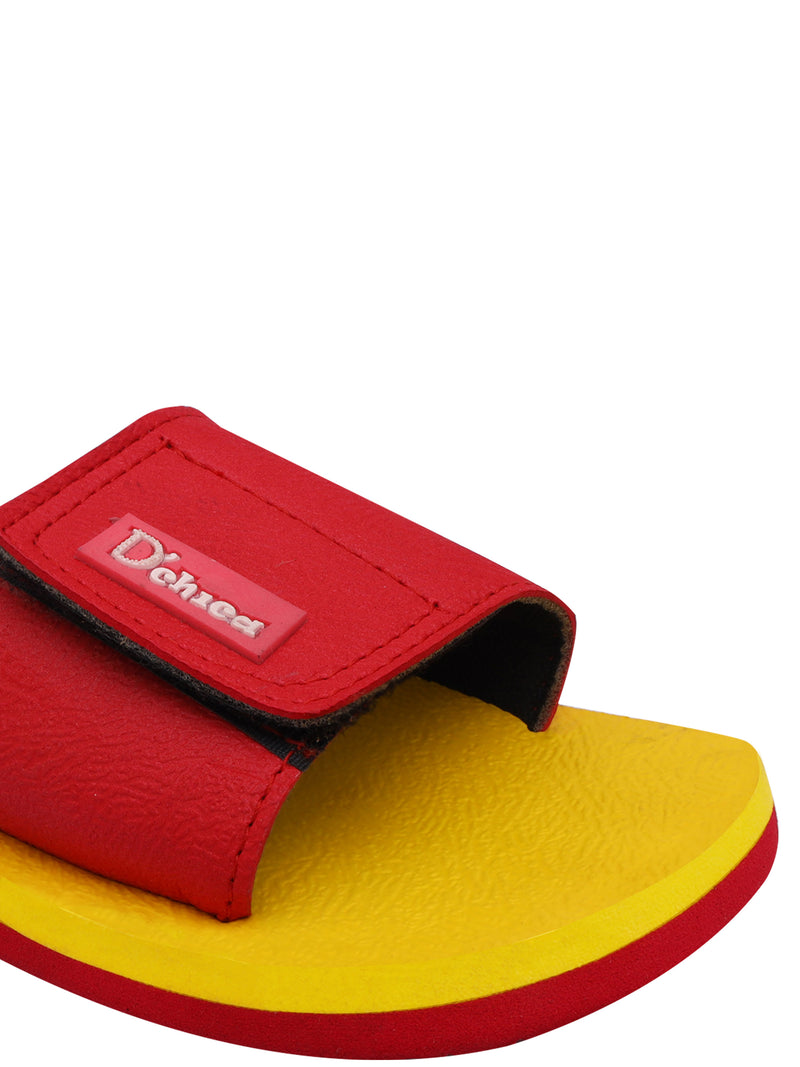 D'chica Slippers Sliders For Kids Yellow & Red - Monsoon Sale - D'chica