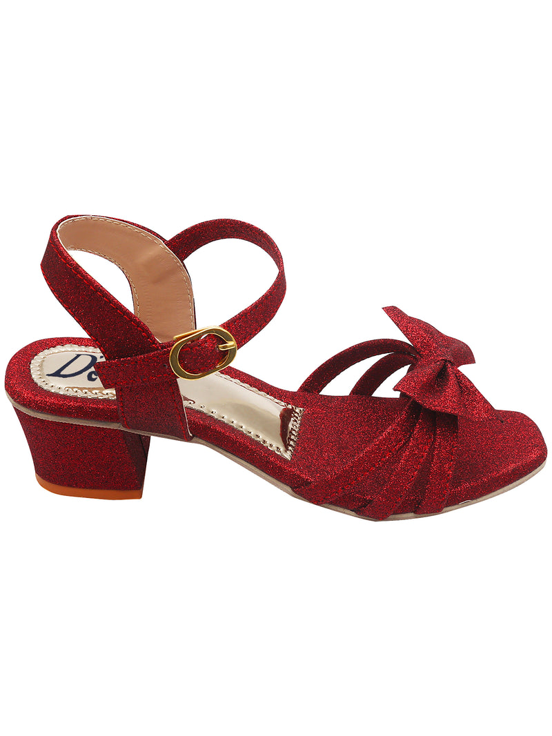 D'chica Sparkly Red Heel Sandals For Girls